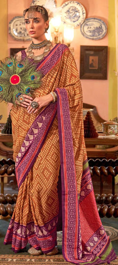 Yellow color Saree in Art Silk fabric with Printed work