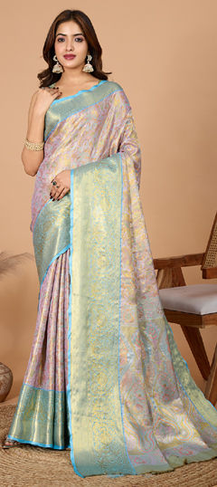 Pink and Majenta color Saree in Art Silk fabric with Weaving, Zari work