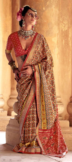 Multicolor color Saree in Art Silk fabric with Printed, Stone, Weaving work