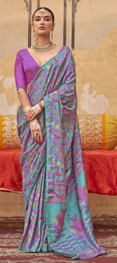 Blue color Saree in Art Silk fabric with Printed work