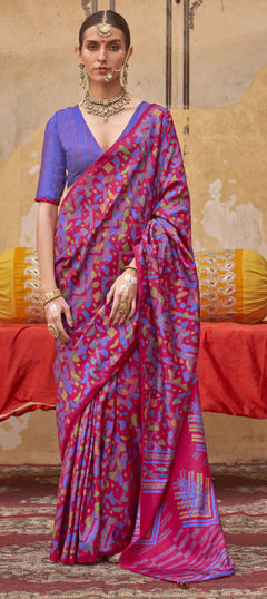Pink and Majenta color Saree in Art Silk fabric with Printed work