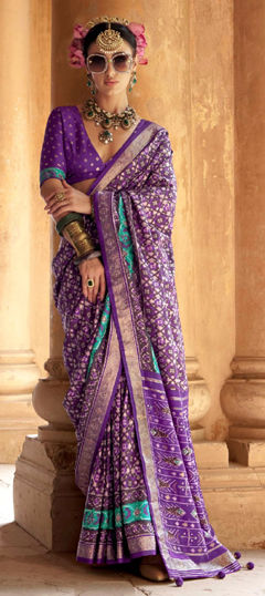 Multicolor color Saree in Art Silk fabric with Printed, Stone, Weaving work