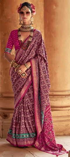 Multicolor color Saree in Art Silk fabric with Printed, Stone, Weaving work