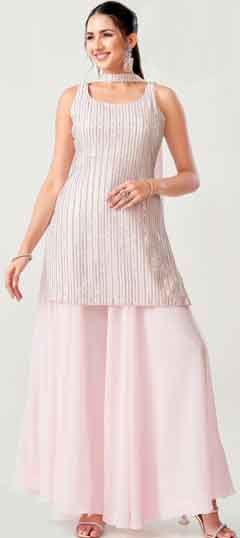 Pink and Majenta color Salwar Kameez in Georgette fabric with Sequence work