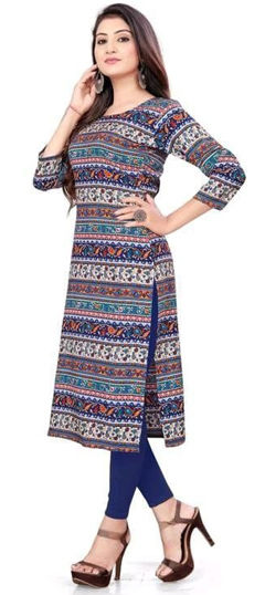 Green, White and Off White color Salwar Kameez in Crepe Silk fabric with Printed work