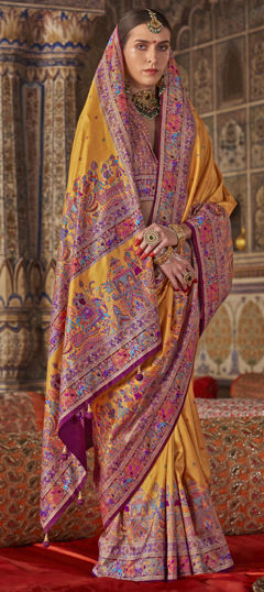 Yellow color Saree in Art Silk fabric with Printed work