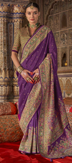 Purple and Violet color Saree in Art Silk fabric with Printed work