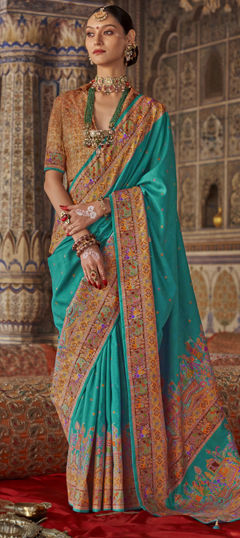 Blue color Saree in Art Silk fabric with Printed work