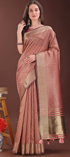 Purple and Violet color Saree in Organza Silk fabric with Weaving work