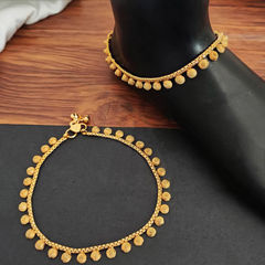 Gold Rodium Polish Gold color Anklet in Metal Alloy studded with Beads