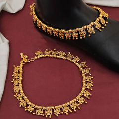 Gold Rodium Polish Gold color Anklet in Metal Alloy studded with Beads