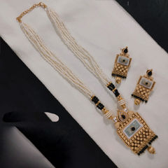 Gold Rodium Polish Green color Pendant in Copper studded with CZ Diamond, Kundan