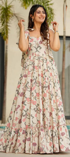Multicolor color Gown in Cotton fabric with Digital Print work