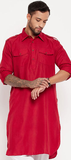 Pink and Majenta color Kurta in Blended Cotton fabric with Thread work