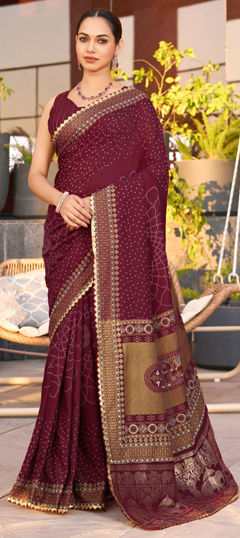 Purple and Violet color Saree in Cotton fabric with Foil Print work