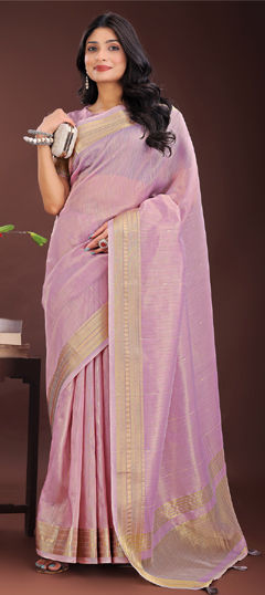 Purple and Violet color Saree in Organza Silk fabric with Weaving work