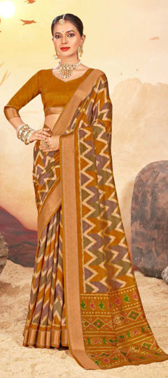 Multicolor color Saree in Silk fabric with Printed work
