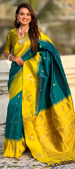 Blue color Saree in Silk fabric with Weaving work