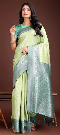 Green color Saree in Art Silk fabric with Weaving work