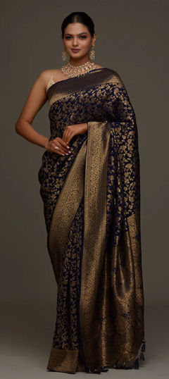 Blue color Saree in Art Silk fabric with Weaving work