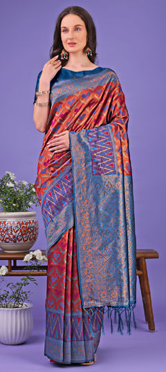 Red and Maroon color Saree in Art Silk fabric with Weaving work