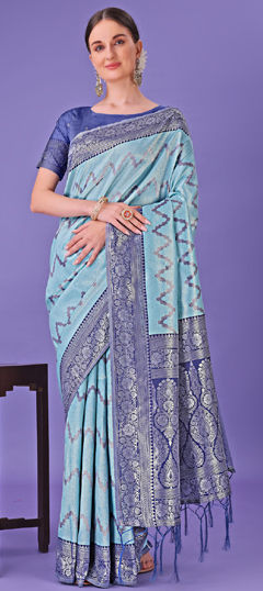 Blue color Saree in Art Silk fabric with Weaving, Zari work