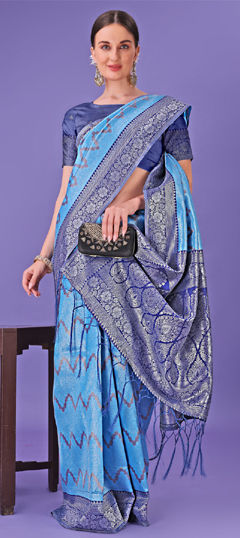 Blue color Saree in Art Silk fabric with Weaving, Zari work