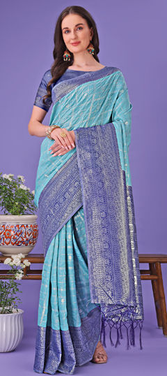Green color Saree in Art Silk fabric with Weaving work