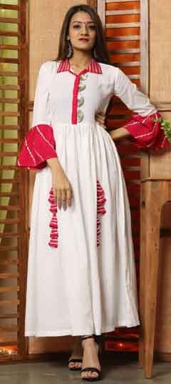 White and Off White color Salwar Kameez in Rayon fabric with Gota Patti work