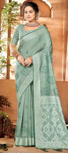 Pink and Majenta color Saree in Cotton fabric with Embroidered, Resham, Thread, Weaving work