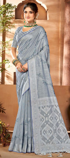 Pink and Majenta color Saree in Cotton fabric with Embroidered, Resham, Thread, Weaving work
