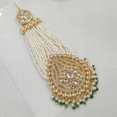 Gold Rodium Polish Green color Passa in Metal Alloy studded with CZ Diamond, Pearl