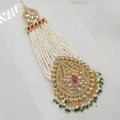 Gold Rodium Polish Green color Passa in Metal Alloy studded with CZ Diamond, Pearl