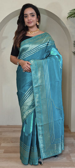 Blue color Saree in Silk fabric with Weaving, Zari work