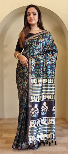Blue color Saree in Viscose fabric with Printed work