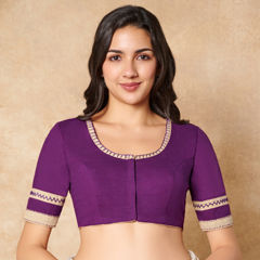 Purple and Violet color Blouse in Cotton fabric with Thread work