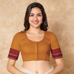 Yellow color Blouse in Cotton fabric with Thread work