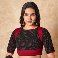 Black and Grey color Blouse in Cotton fabric with Printed work