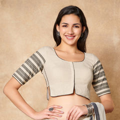 White and Off White color Blouse in Cotton fabric with Thread work