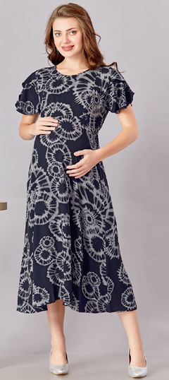 Blue color Dress in Rayon fabric with Printed work