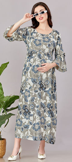 Green color Dress in Rayon fabric with Floral, Printed work