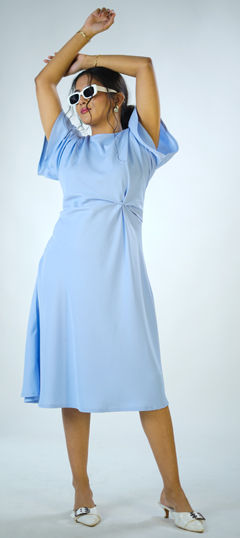 Blue color Dress in Lycra fabric with Thread work