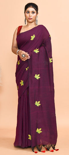 Pink and Majenta color Saree in Cotton fabric with Printed work
