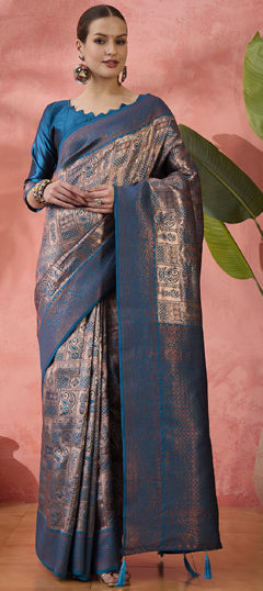 Blue color Saree in Art Silk fabric with Weaving, Zari work