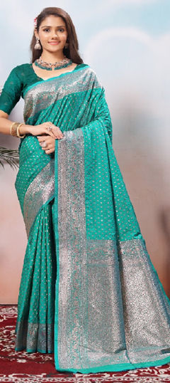 Blue color Saree in Art Silk fabric with Weaving, Zari work