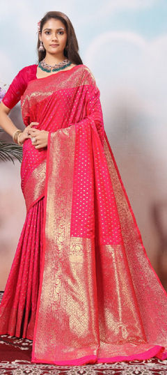 Pink and Majenta color Saree in Art Silk fabric with Weaving, Zari work