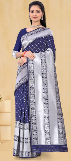 Blue color Saree in Art Silk fabric with Weaving, Zari work