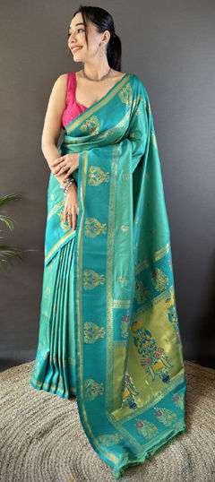 Blue color Saree in Art Silk fabric with Weaving, Zari work