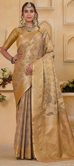Multicolor color Saree in Tissue fabric with Weaving, Zari work