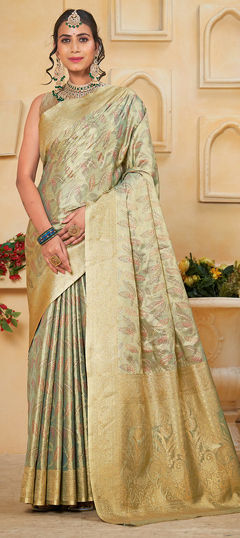 Multicolor color Saree in Tissue fabric with Weaving, Zari work